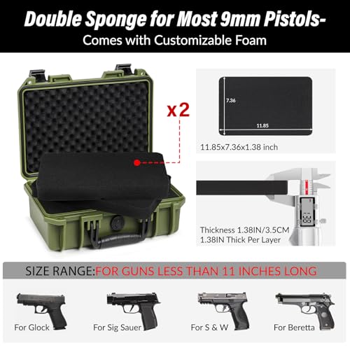 SEKKVY Gun Case for Handguns, Pistol Case Hard Shell - color: 1-Pistol Case, Green