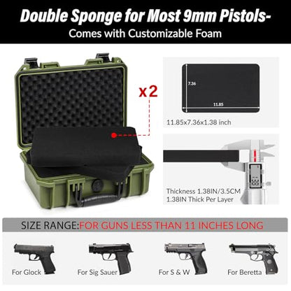 SEKKVY Gun Case for Handguns, Pistol Case Hard Shell - color: 1-Pistol Case, Green