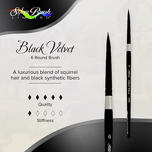 Silver Brush Limited Black Velvet Round Watercolor Paintbrush, Size 6 - size: 6
