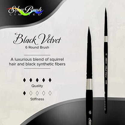 Silver Brush Limited Black Velvet Round Watercolor Paintbrush, Size 6 - size: 6
