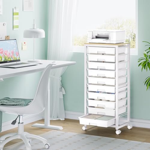 SYKIARIOL Rolling Cart with 10 Drawers,White - color: White, size: 10 Drawers