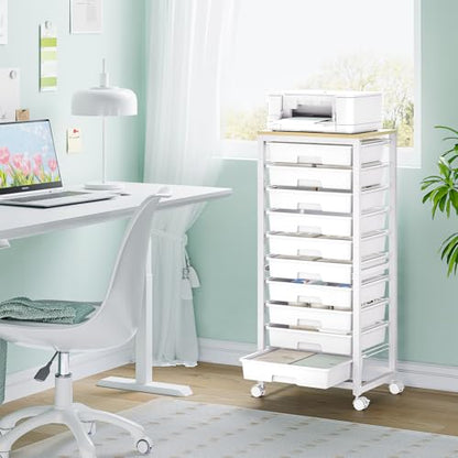 SYKIARIOL Rolling Cart with 10 Drawers,White - color: White, size: 10 Drawers