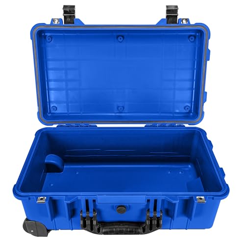 Eylar 22" Carry-On Travel Roller Gear, Camera, Drones, Tools, Equipment Hard Case Waterproof with Foam (Blue) - color: Blue