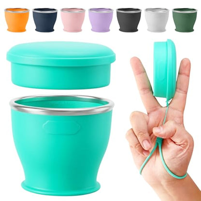 Collapsible Travel Cup, Foldable Water Cup with Lid, for Travel - color: Turquoise