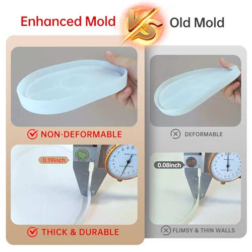 2 Pcs Oval Resin Tray Molds, Silicone Coaster Mold for Epoxy - color: Oval