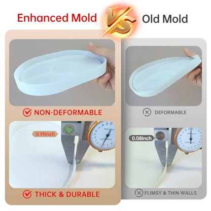 2 Pcs Oval Resin Tray Molds, Silicone Coaster Mold for Epoxy - color: Oval