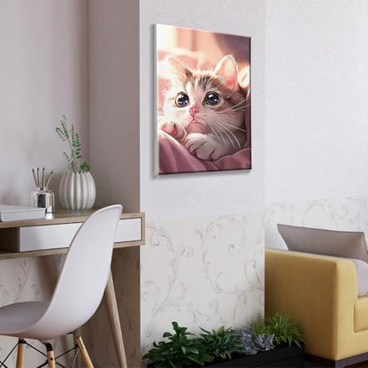 ATDMS Cat Paint by Numbers Kit for Adults with Frame, 8x12 Inch - color: Cat 237