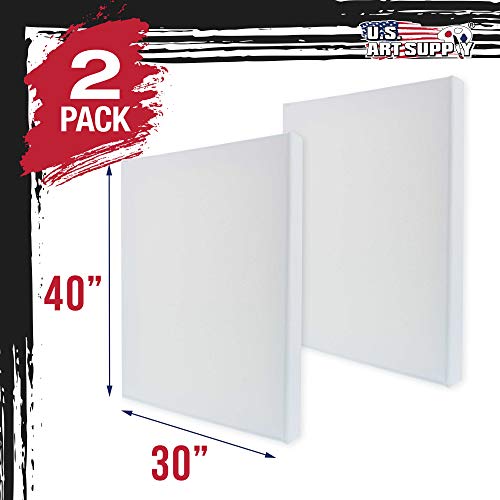 U.S. Art Supply 30"x40" Stretched Canvas for Painting, Gallery Depth 2-Pack - size: 30" x 40"