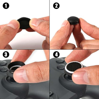 4pcs Thumb Grips Joystick Cap Cover for PS5 PS4 Xbox Series X/S Controller - color: black