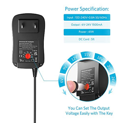 Belker 41W Universal 6V 9V 12V 15V 18V 20V 24V AC DC Adapter with 10 Tips - size: 41w 6-24v 1.5a w/USB