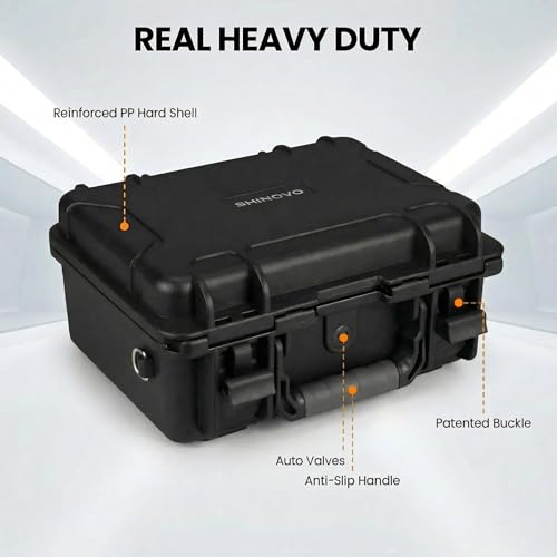 IP67 Waterproof Hard Case with 2-Layer Pick & Pluck Foam, Patented Buckle, Molded Strap Anchor & Included Adjustable Strap | Protective Case for Cameras, Electronics, Drones & Pistols