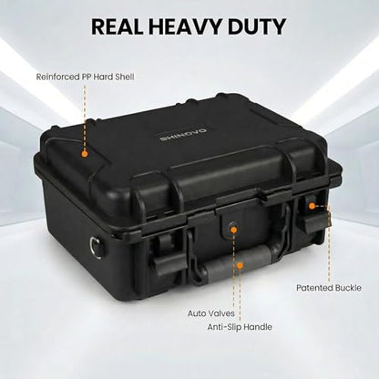 IP67 Waterproof Hard Case with 2-Layer Pick & Pluck Foam, Patented Buckle, Molded Strap Anchor & Included Adjustable Strap | Protective Case for Cameras, Electronics, Drones & Pistols