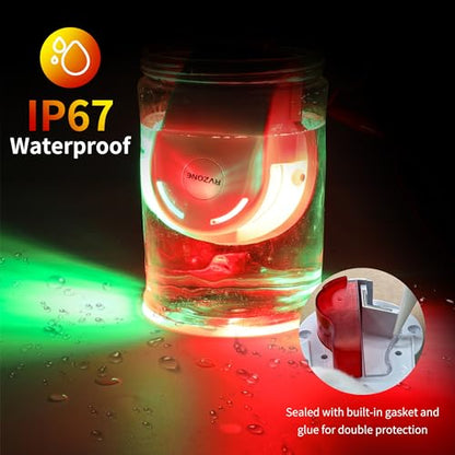 RVZONE White IP67 LED Boat Navigation Light, Red & Green for Pontoon Yacht - color: White