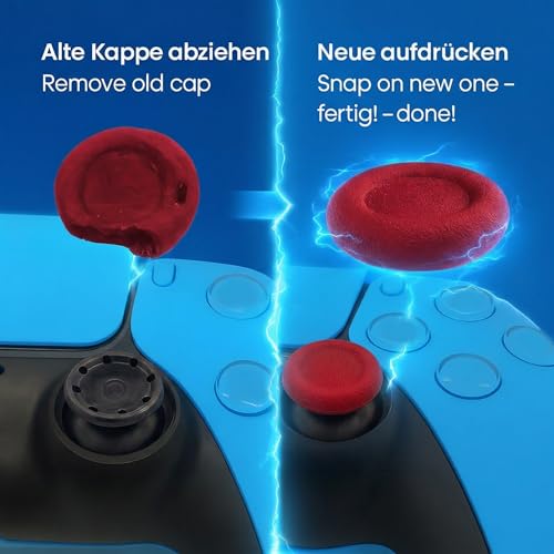 MatoSan Thumbstick Silicone Replacement Caps - Compatible with PS5 Controller & PS4 Controller - Non-Slip Grip for More Precise Control - Protective Caps for Analog Sticks (4 Silicone Red) - color: 4 silicone red