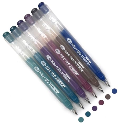 6 Colors 1.0mm Fine Pointed Acrylic Gel Pen Set,Colorful Black - color: Black