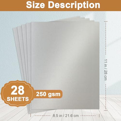 Silunkia 28 Sheets Shimmer Gray Cardstock 8.5 x 11 Craft Paper 92lb - color: Silver, size: 28 Sheets