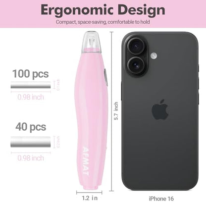 AFMAT Electric Eraser, with 140 Eraser Refills, Rechargeable Pencil Erasers for Artists, Electric Erasers for Drafting, Drawing, Painting, Sketching, Architectural Plans, Detailer Tool EE04(Pink) - color: Pink