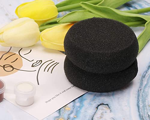 Penta Angel Round Sponges 10Pcs 3inch Yellow Painting Sponges Synthetic Artist Sponge Watercolors Sponge for Art & Craft Pottery Clay Cleaning Ceramics Wall (Black) - color: Black