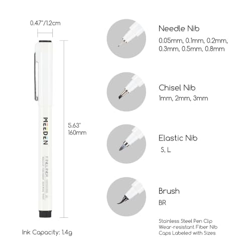 MEEDEN Micro Fineliner Drawing Pens: 12 Sizes, 0.05-3mm, Black Archival Ink - style: Multi-size (12 PCS)