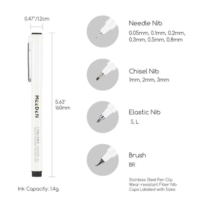 MEEDEN Micro Fineliner Drawing Pens: 12 Sizes, 0.05-3mm, Black Archival Ink - style: Multi-size (12 PCS)