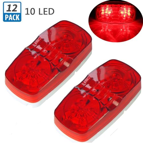 NEW SUN® Red Trailer RV Marker Light, 10 High-intensity LED, 4x2, 12 Pcs - color: 12*Red