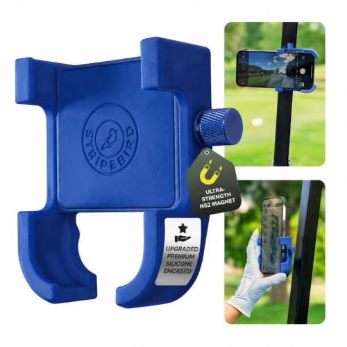 Stripebird PRO Magnetic Golf Cart Phone Holder & Caddy, N52 Magnets - color: Blue
