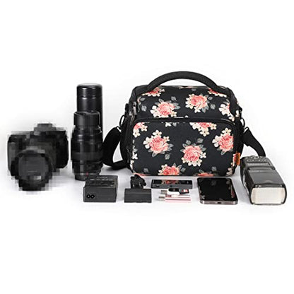 DOMISO Camera Bag Case Waterproof Anti-shock Shoulder Bag, Flower - color: Flower