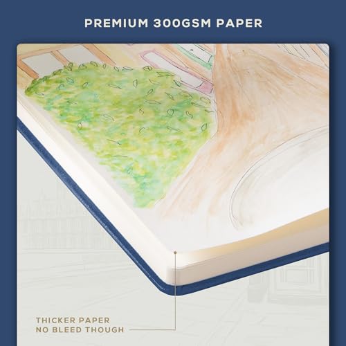 Beechmore Books A5 5.8x8.3 Mixed Media Sketchbook 300 GSM/140LBS - color: Symphony Blue, size: A5 - 5" x 8" Medium