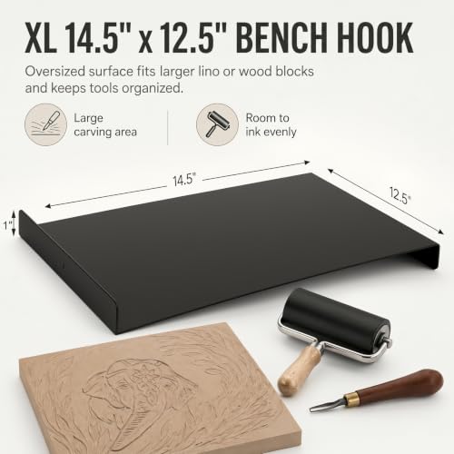 ElaraBerry 14.5 x 12.5'' XL Metal Bench Hook Inking Plate Printmaking Tool