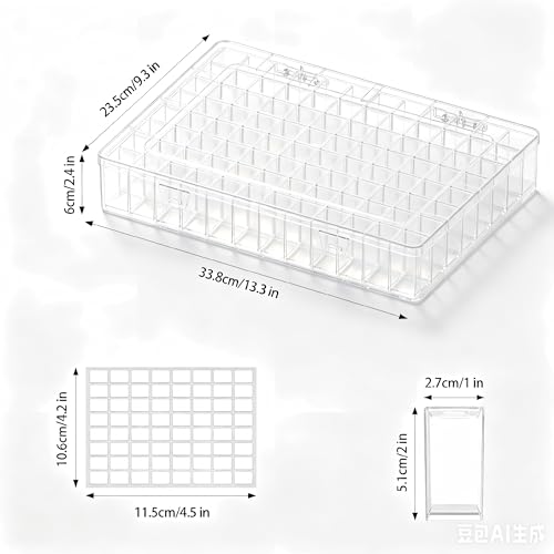Newly Upgraded Transparent Large Capacity Diamond Painting Storage Containers,96 Grid Craft Organizers and Storage, Suitable for Nail Art, Necklaces, Bead Storage Containers - style: 96 large bottle