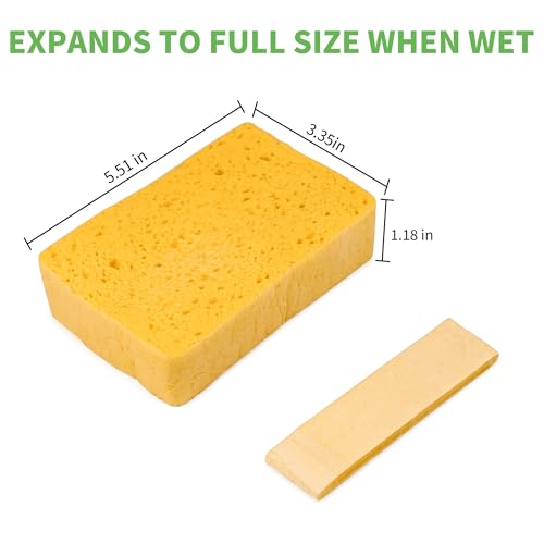 4 Pack Compostable Thicker Pop-Up Sponges - Expanding, Non-Scratch, Plant-Based Dish Cellulose Sponges Car Wash Sponge