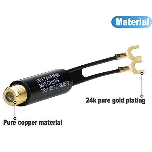 Ancable 75 Ohm to 300 Ohm Adapter Gold Plated, UHF/VHF/FM Balun Transformer - size: 4.4 In - 1Pcs