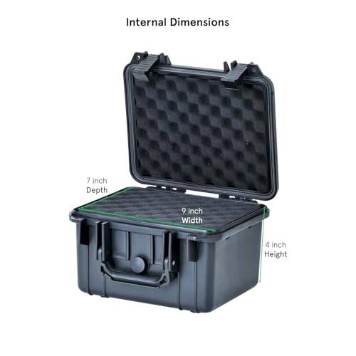 Duratool Black Weatherproof Equipment Case, Polypropylene Construction with Foam Insert, 10.5" x 9.5" x 7“ (L x W x H)