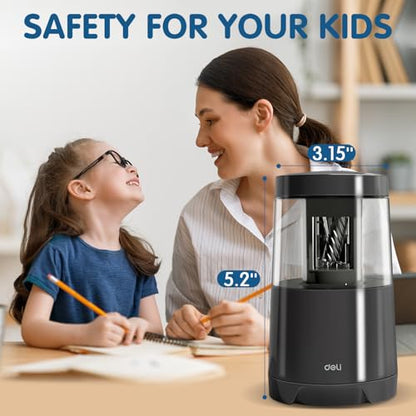 Deli Electric Pencil Sharpener, Automatic Pencil Sharpeners, Black - color: Black