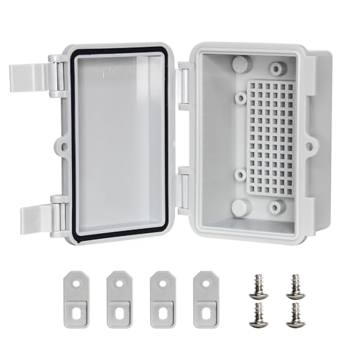 Junction Box - Waterproof Electrical Box with Mounting Plate, Outdoor ABS Plastic Project Enclosure, Timer/Relays/Fuse/Charging/Surveillance/Suitable for Solar Gray Cover 4.4"x3"x2.2" - color: Grey Cover, size: 4.4"x3"x2.2"