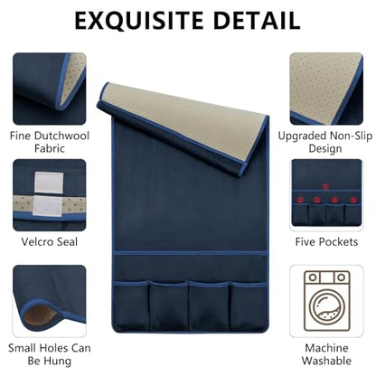 Remote Control Holder for Armchair Caddy, Remote Holder with 5 Pockets - color: Blue-A, size: 35"x18"