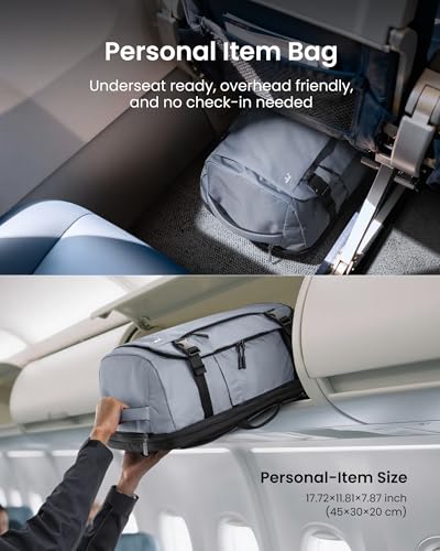 tomtoc Travel Backpack 28L,TSA Personal Item Bag Flight Approved,PFAS Free - color: Silver Gray-ripstop, size: 28L