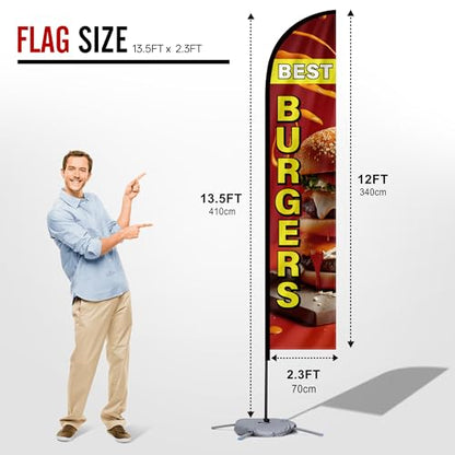 MASTERCANOPY 12FT Tall Burgers Feather Flag Pole Kit Red - color: BURGERS, size: 12FT