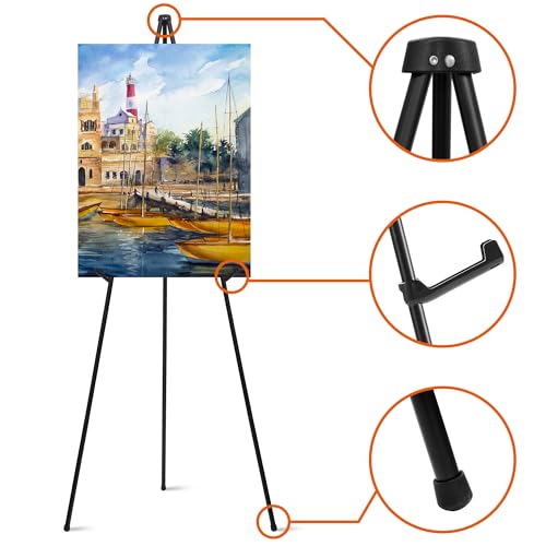 ARTASY 63" Easel Stand for Wedding Signs, Black, 1 Pack with Carry Bag - color: Black