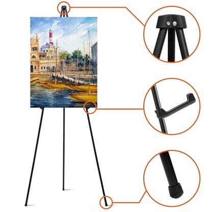 ARTASY 63" Easel Stand for Wedding Signs, Black, 1 Pack with Carry Bag - color: Black