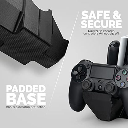 BRAINWAVZ Dual Game Controller & Storage Desktop Holder, Universal Design for Xbox ONE PS5 PS4 PC Gamepads, Reduce Clutter, UGDS-01 - color: 2 Controllers & Remotes Black
