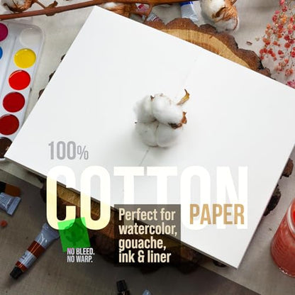 Compact Watercolor Sketchbook (8×5”) – 100% Cotton Paper, 200gsm, 80 Pages – A5 Travel Watercolor Journal with Lay-Flat Binding – Durable Soft Cover (Tree Ring) - color: Tree