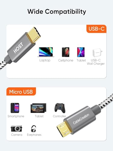 CableCreation Short Braided USB C to Micro USB Cable, 480Mbps 0.65 FT/ 0.2M - size: 0.65FT, style: Cotton braided