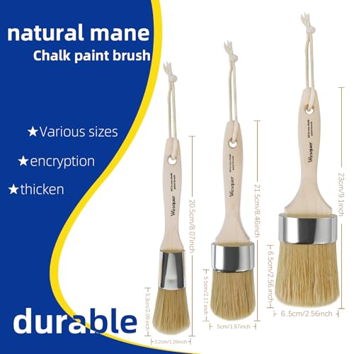 Wesquer 3-Pack All in One Paint Brush - Chalk & Wax Brushes for Furniture