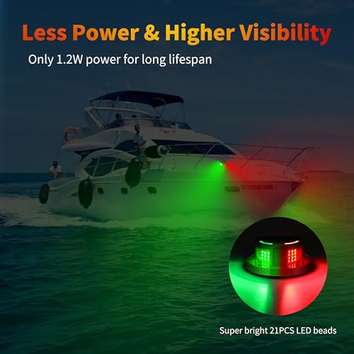 RVZONE Boat Navigation Lights, Red Green LED Bow Lights for Boats, IP67 - color: Black