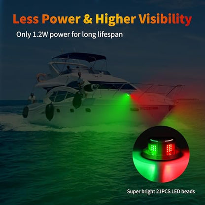 RVZONE Boat Navigation Lights, Red Green LED Bow Lights for Boats, IP67 - color: Black