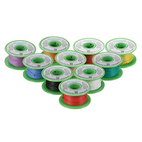 BNTECHGO 20 AWG Silicone Wire Kit 10 Color Each 30ft Stranded Tinned Copper - size: 10 Colors Each 30ft, style: 20 AWG silicone wire