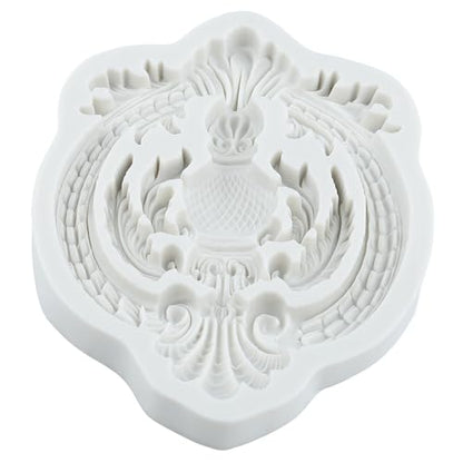 Baroque Scroll Lace Polymer Clay Mold Relief Flower Silicone Molds - color: Style R