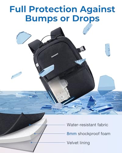 BAGSMART 2 in 1 Small Camera Backpack for DSLR, Fits 12.9" iPad, Black - color: Black