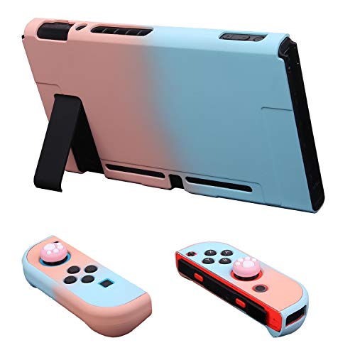 Dockable Case for Nintendo Switch - COMCOOL 3 in 1 Protective Cover Case for Nintendo Switch and Joy-Con Controller with Screen Protector and Thumb grips - Pink and Blue - color: Pink Blue